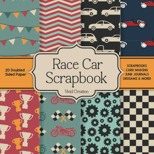 Race Car Scrapbook Paper: Car-Themed Scrapbooking Paper for Junk