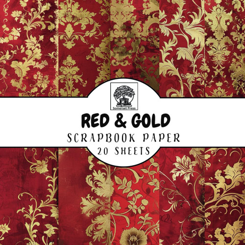 Red & Gold Scrapbook Paper: 20 Double-Sided Red and Gold Sheets for