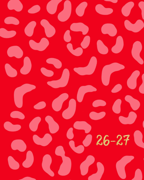 Red and Pink Planner 26-27: Monthly 2026-2027 Leopard Cheetah Calendar