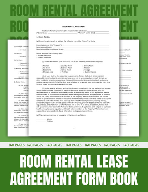 Room Rental Lease Agreement Forms Book, Between Landlord and Tenant