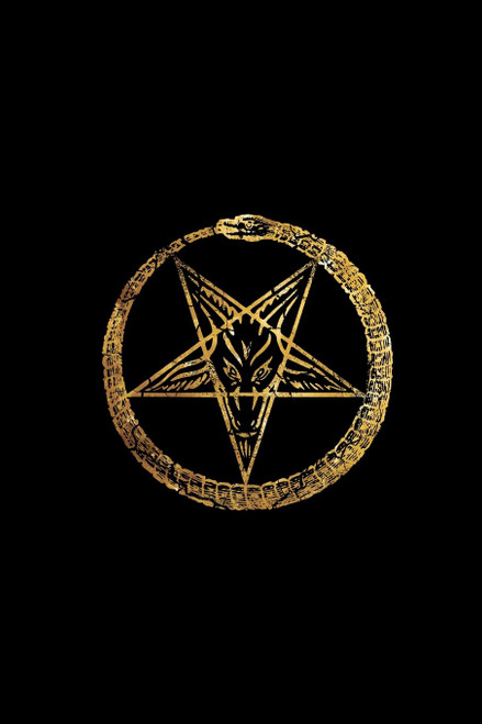 Satanic Pentagram: Pentagram and Ouroboros - Black and Gold | College