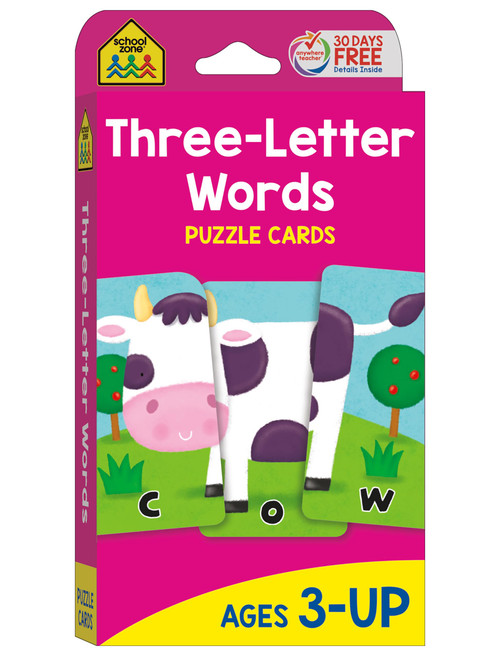 School Zone Three-Letter Words Puzzle Cards: 56 Flash Cards