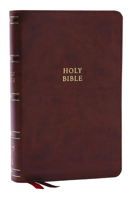 Single-Column Reference Bible, Verse-by-verse, Brown – Leathersoft, Red