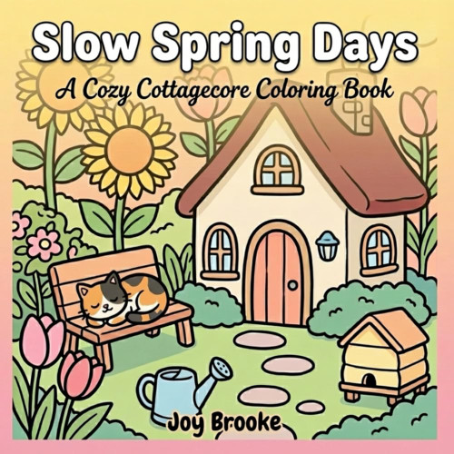 Slow Spring Days: A Cozy Cottagecore Coloring Book: Relaxing Spring