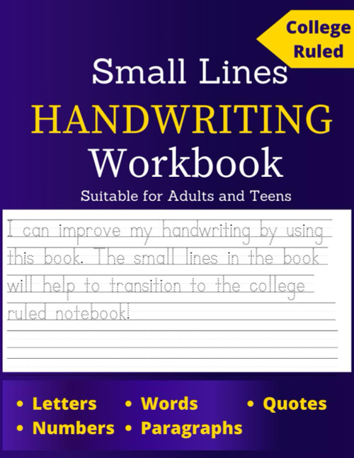 Small Lines Handwriting Workbook Suitable for Adults and Teens