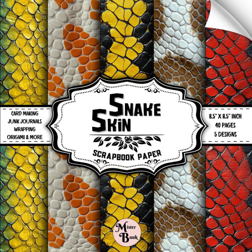 Snake Skin Scrapbook Paper: Double Sided Sheets | Reptile Pattern for