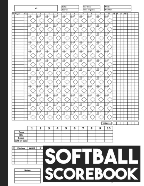 Softball Scorebook: 100 Softball Score Sheets
