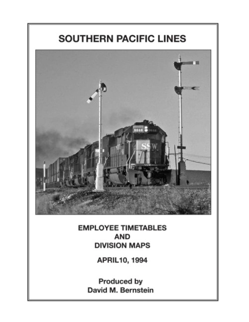Southern Pacific Lines Employee Timetbles and Division Maps April 10. 1994