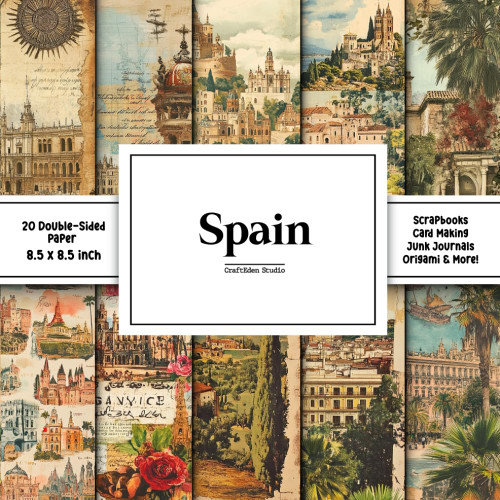 Spain Scrapbook Paper: Decorative Double-Sided Craft Papers For Junk