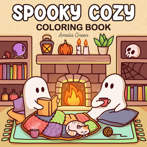 Spooky Cozy: Cute & Simple Coloring Book for Adults and Teens Featuring