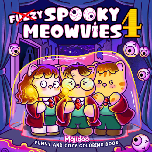 Spooky Meowvies: Cozy and Cute Coloring Book for Adults & Teens Featuring