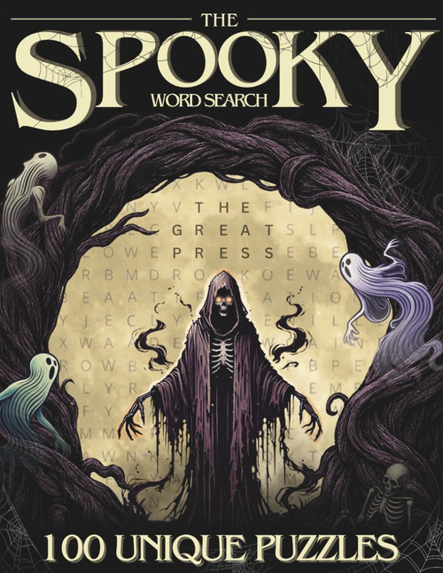 Spooky word search: 100 challenging and unique puzzle for adults and fans