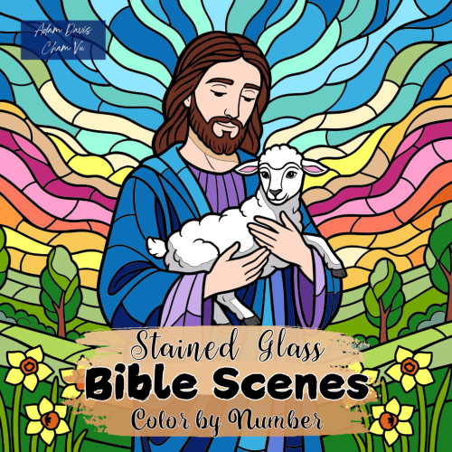 Stained Glass Bible Scenes Color by Number