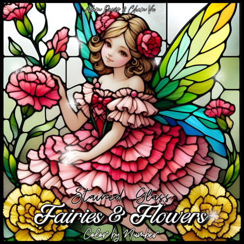 Stained Glass Fairies & Flowers Color by Number for Adults