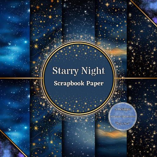 Starry Night Scrapbook Paper: 20 Double Sided Decorative Craft Paper