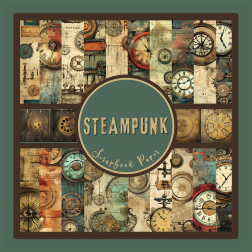 Steampunk Scrapbook Paper: Industrial Grunge Pattern Craft Paper Pad For