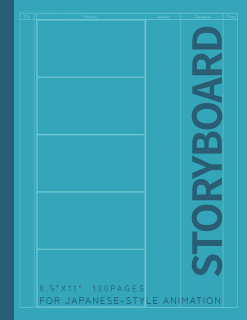 Storyboard Notebook – Japanese-Style Animation Frame Template: 5-Frame Vertical Layout