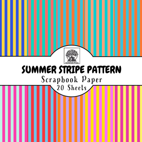Summer Stripe Pattern Scrapbook Paper