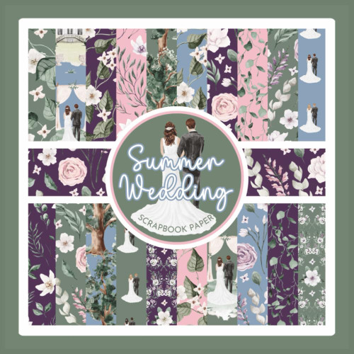 Summer Wedding Scrapbook Paper: Romantic Watercolor Floral Pattern Craft
