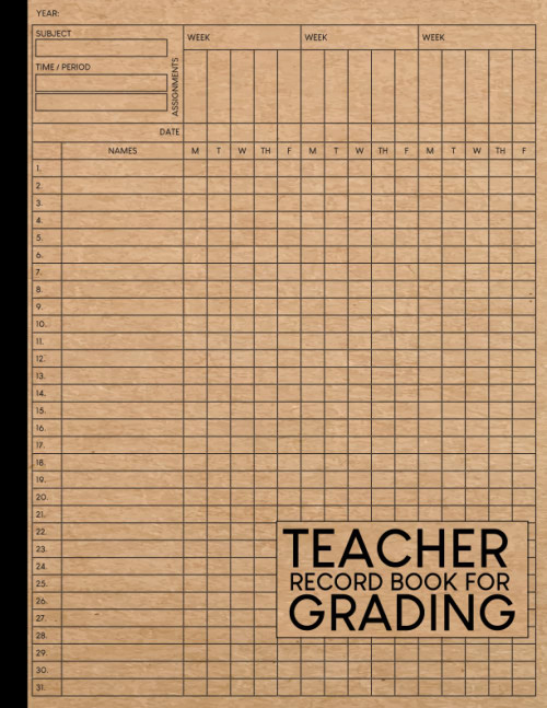 Teacher Record Book for Grading: Gradebook For Multiple Classes