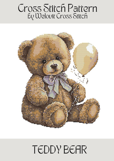 TEDDY BEAR Cross Stitch Pattern: A beautiful cross stitch pattern for