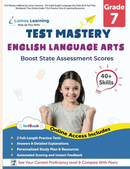 Test Mastery tedBook by Lumos Learning - 7th Grade English Language Arts