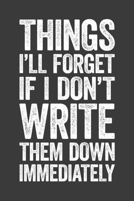 Things I'll Forget If I Don't Write Them Down Immediately