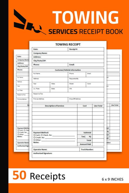Towing Services Receipt Book: Vehicle Towing Service Receipts | Tow Truck