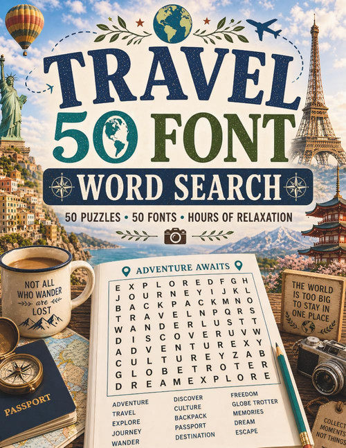 Travel Around The World Extra Large Font Word Search Puzzle 50 Font