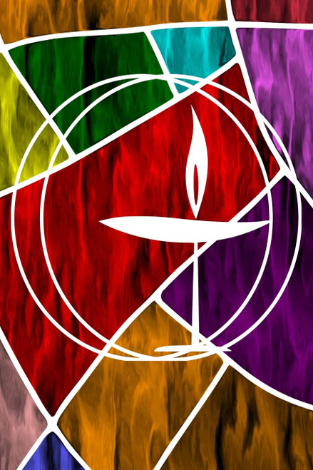 UU Flaming Chalice | Stained Glass Mosaic Tile Art