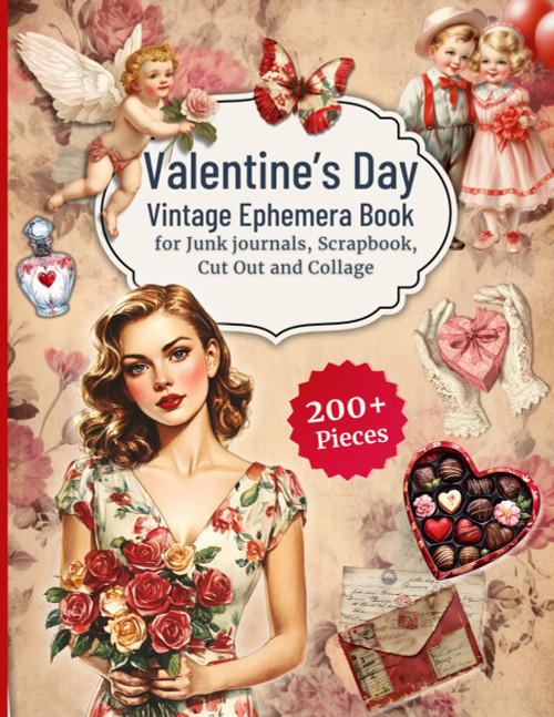 Valentine's Day Vintage Ephemera Book for Junk Journals