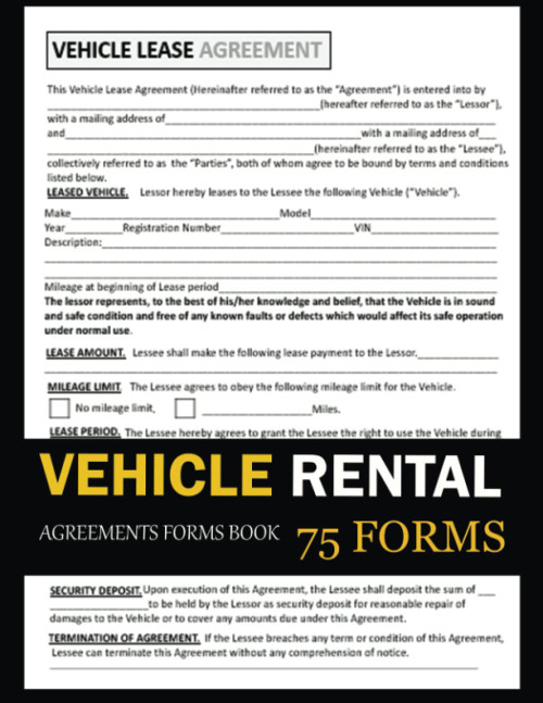 Vehicle Rental Agreements Form Book