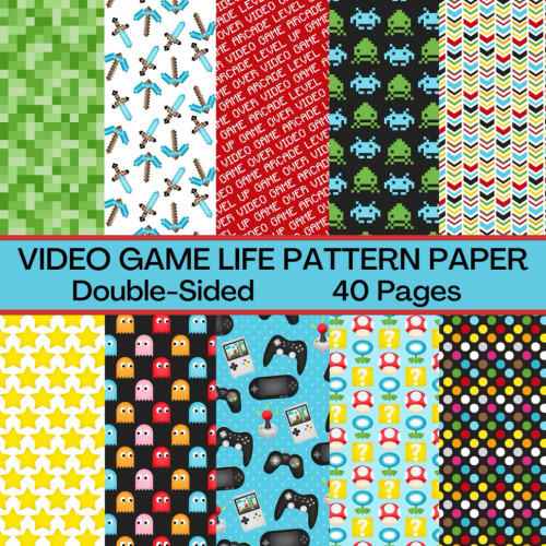 Video Game Life Scrapbook Paper 40 Pages 20 Sheets