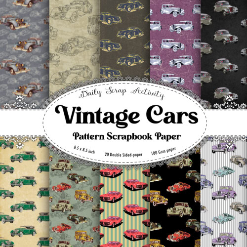 Vintage Cars Pattern Scrapbook Paper