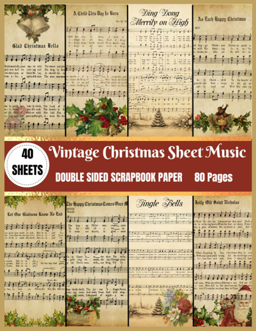 Vintage Christmas Sheet Music Scrapbook Paper