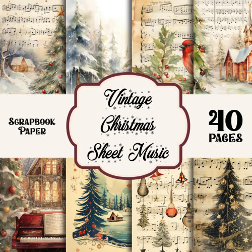 Vintage Christmas Sheet Music Scrapbook Paper