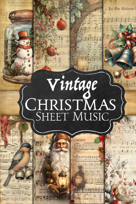 Vintage Christmas Sheet Music: 36 Decorative Sheets Scrapbook Paper For