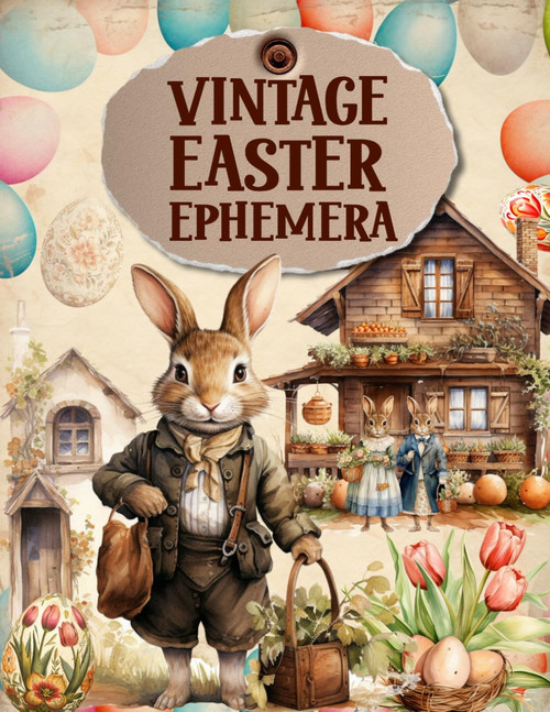 Vintage Easter Ephemera Book: High Quality Images Of Rabbits and Flowers