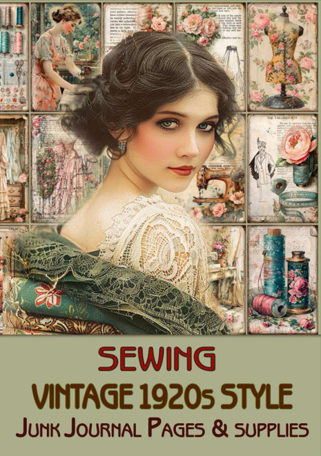 Vintage fashion 1920s style SEWING Junk Journal Pages & Ephemera