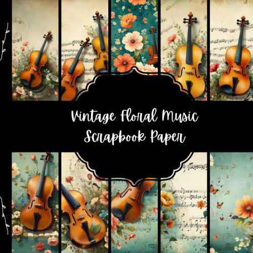 Vintage Floral Music Scrapbook Paper