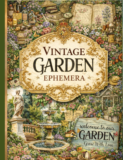 Vintage Garden Ephemera: 168+ One-Sided Vintage Designs for Creative