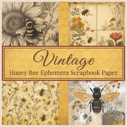 Vintage Honey Bee Ephemera Scrapbook Paper