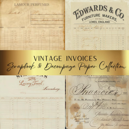 Vintage Invoices Scrapbook & Decoupage Paper