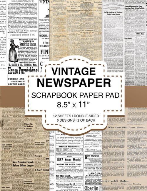 Vintage Newspaper Scrapbook Paper Pad 8.5 x 11: Old Newsprint Craft Paper