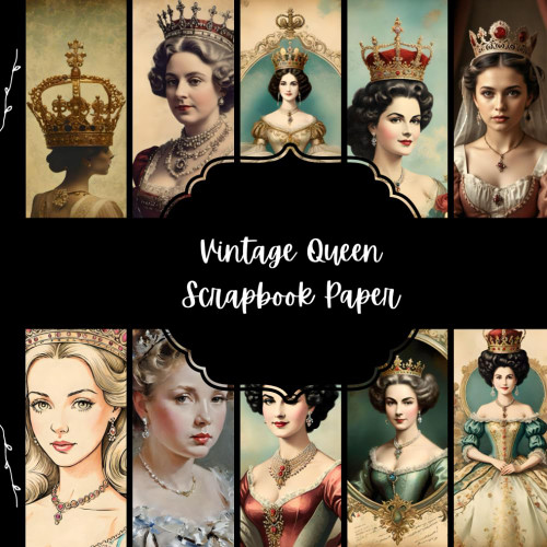 Vintage Queen Scrapbook Paper, Royal Junk Journal Paper, Medieval