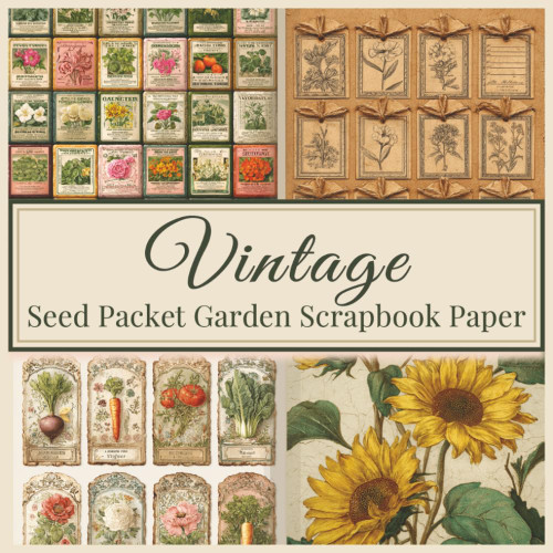 Vintage Seed Packet Garden Scrapbook Paper