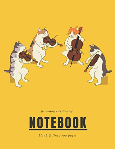 violin Notebook: cats Playing violin music Funny Lined ruled and blank