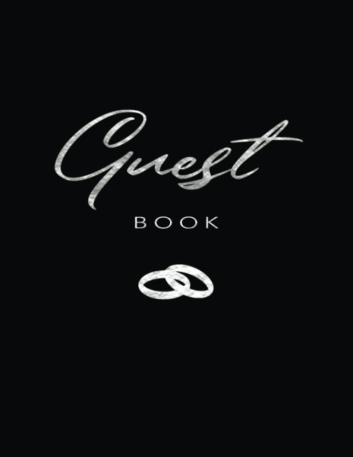 Wedding Guest Book | Elegant softcover black and silver foil wedding