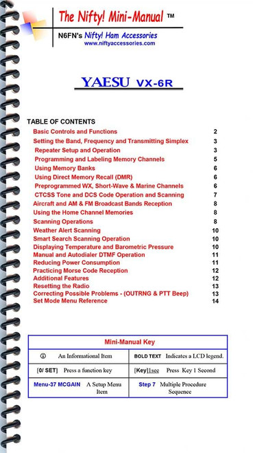 Yaesu VX-6R Mini-Manual by Nifty Accessories