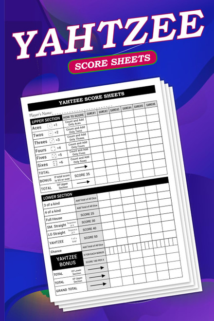 Yahtzee Score Sheets: 110 Double Sided Yahtzee Score Pads for Scorekeeping